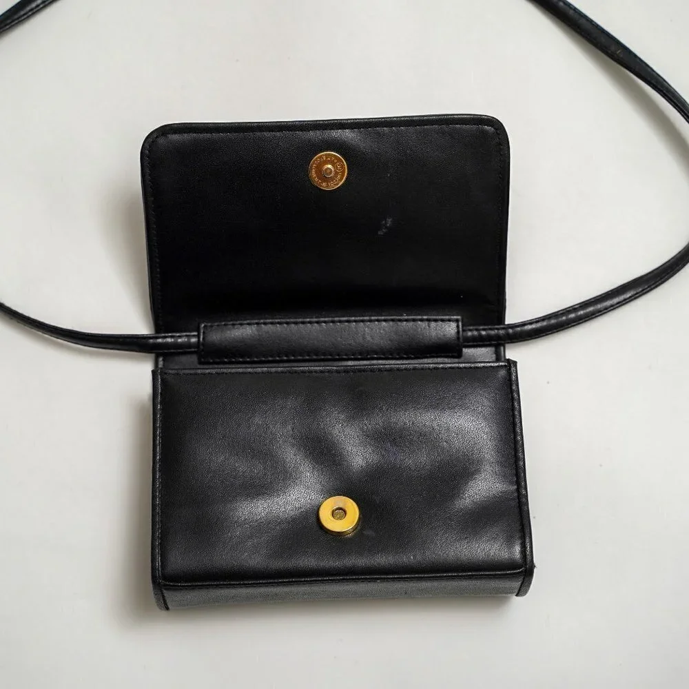 Vintage Whiting & Davis Black Leather And Chainmail Crossbody Bag